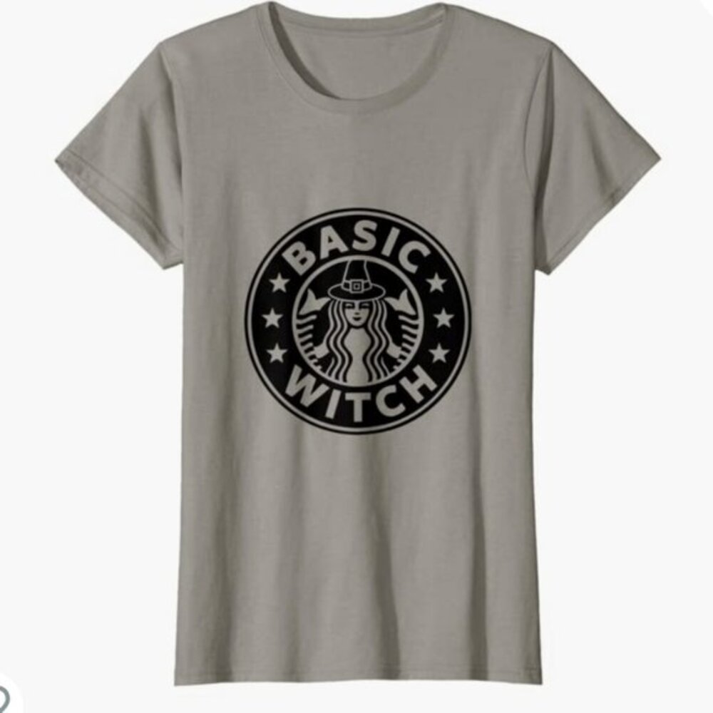 Basic Witch Gray Short Sleeved T-Shirt Size S